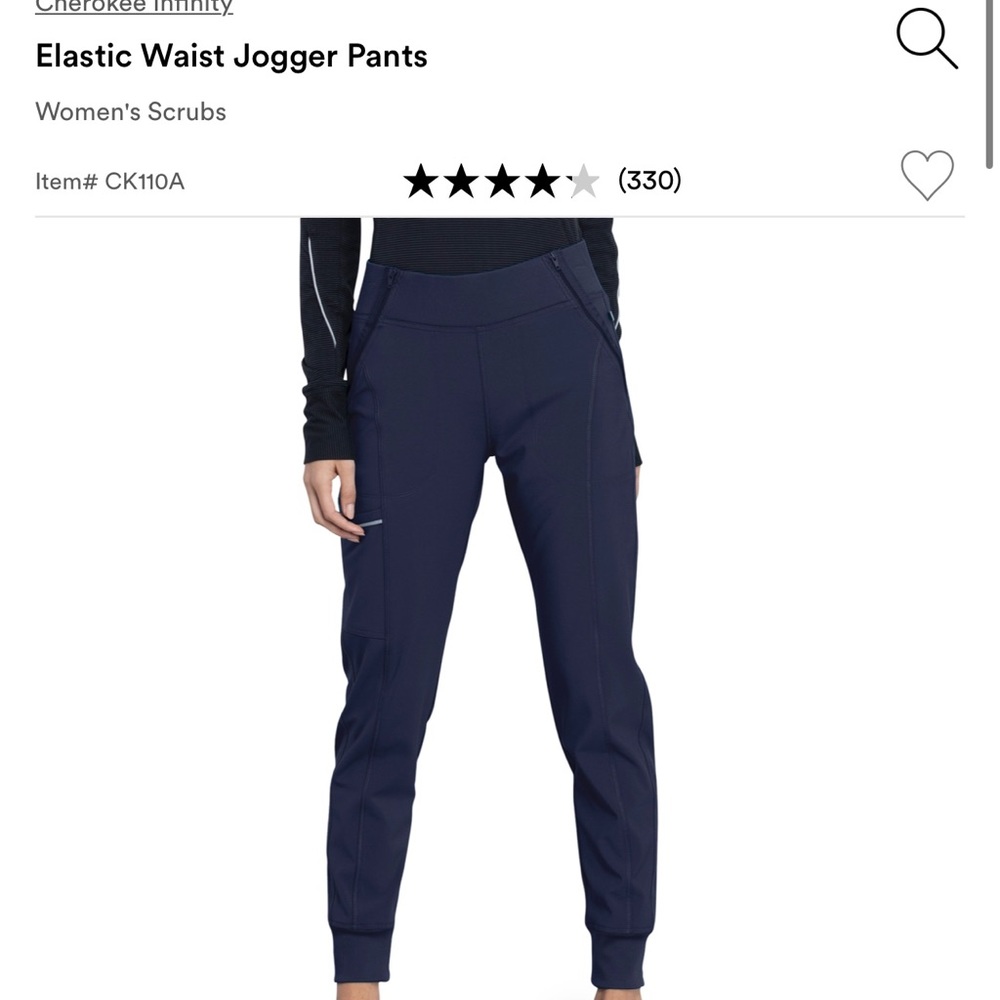 Navy Cherokee infinity jogger scrubs, large, wide waist band